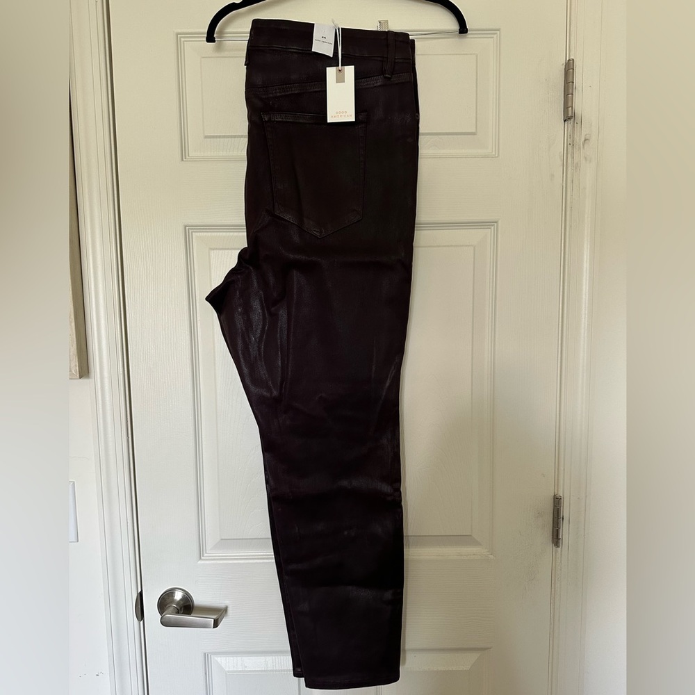 NWT Good American Good Legs Skinny Jeans Size 24 Wine Bordeaux Coated Denim - Picture 4 of 5